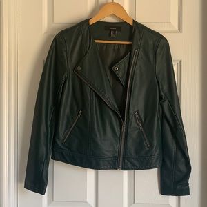 Forever 21 teal faux leather moto jacket